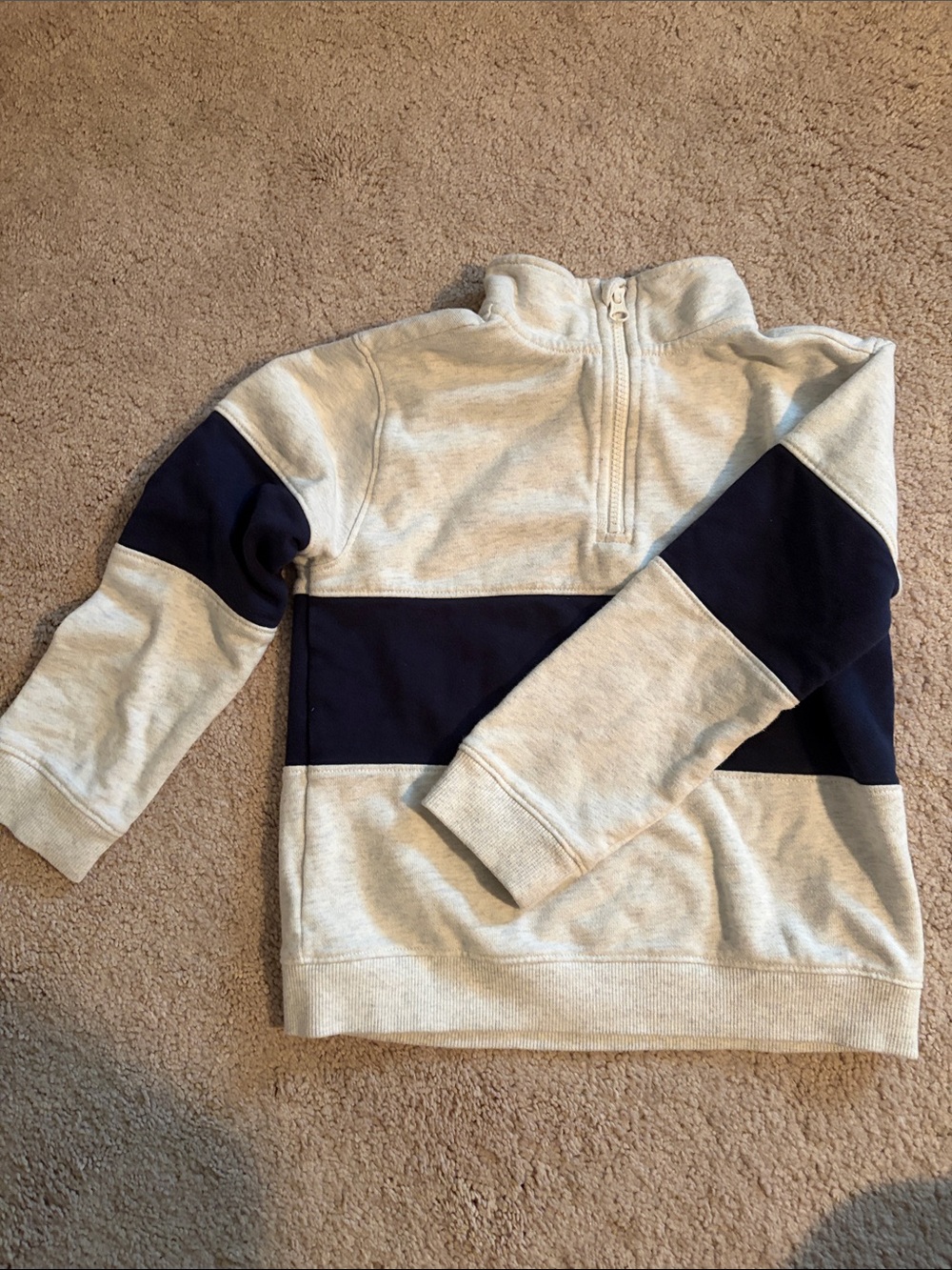 Janie and Jack Cream and Navy Colorblock Half-Zip Pullover